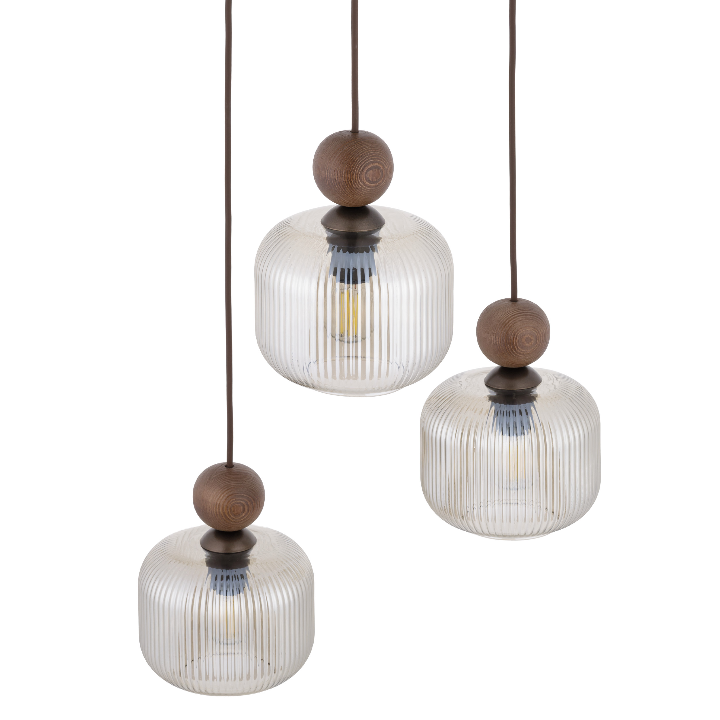 BALLO ORZECH LAMPA WISZĄCA 3XE14 KOŁO BALLO ORZECH LAMPA WISZĄCA 3XE14 KOŁO