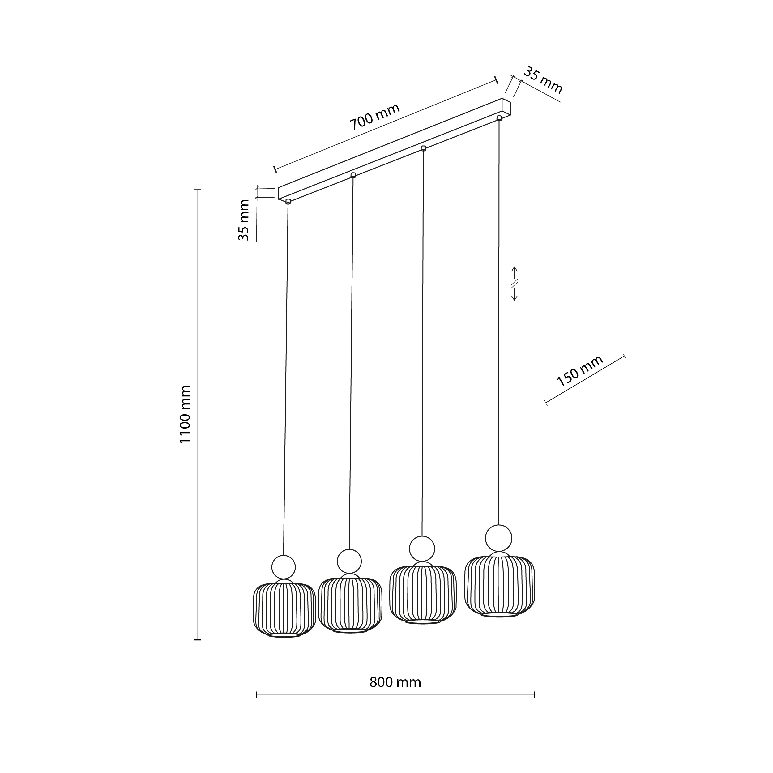 BALLO ORZECH LAMPA WISZĄCA 4XE14 LISTWA BALLO ORZECH LAMPA WISZĄCA 4XE14 LISTWA